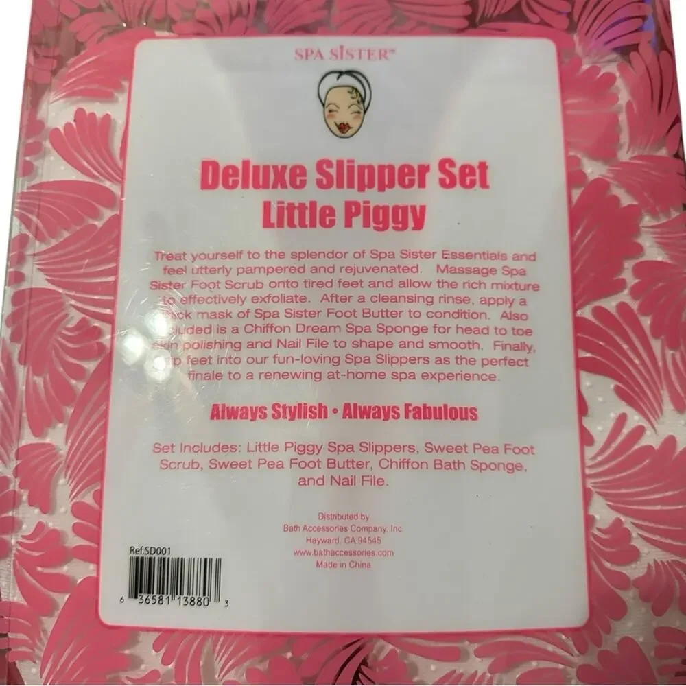 Spa Sisters NWT Foot Scrub & Butter Piggy Pig Slippers Foot Care Set